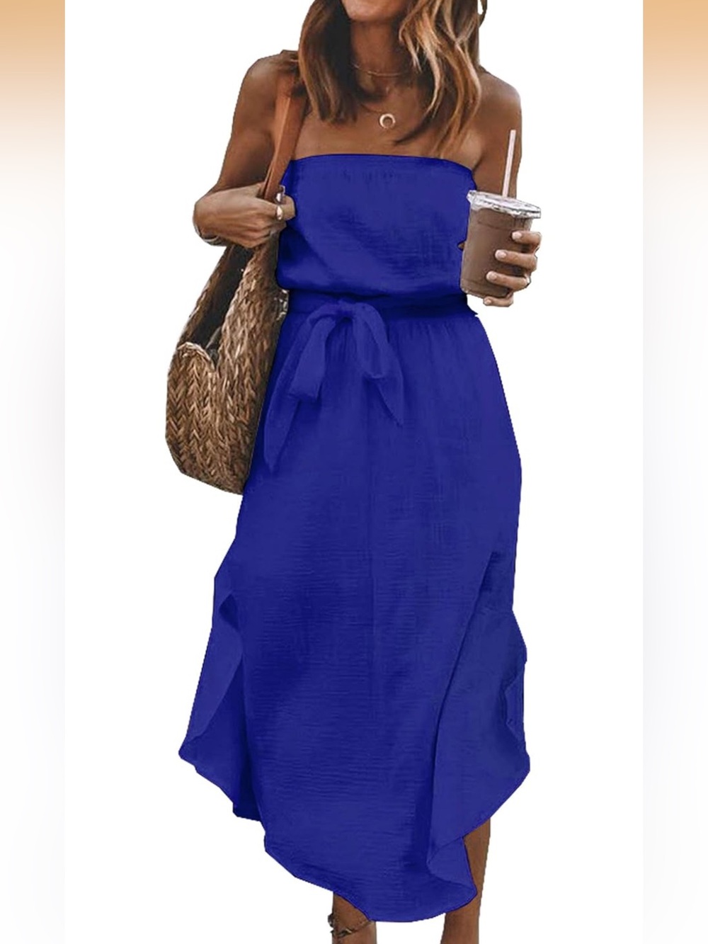 NWOT Strapless Blue Maxi Dress